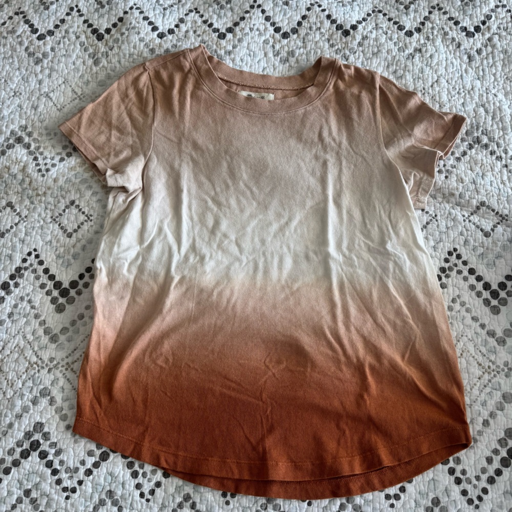 Madewell Ombré Rust/Orange/White Short Sleeve Cotton Tee, XS